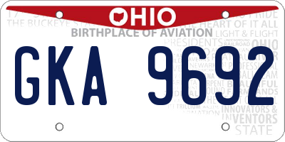 OH license plate GKA9692