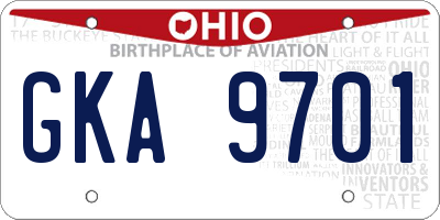 OH license plate GKA9701