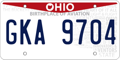 OH license plate GKA9704