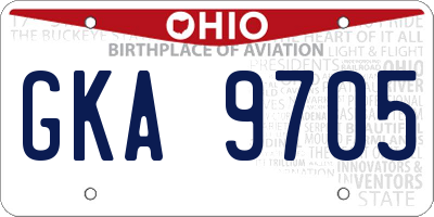 OH license plate GKA9705
