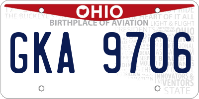 OH license plate GKA9706