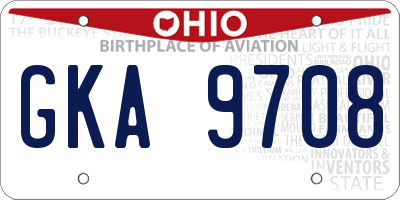 OH license plate GKA9708