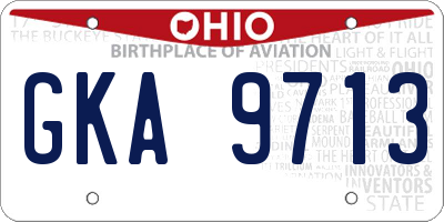 OH license plate GKA9713