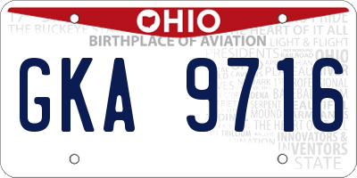 OH license plate GKA9716