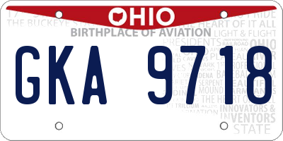OH license plate GKA9718
