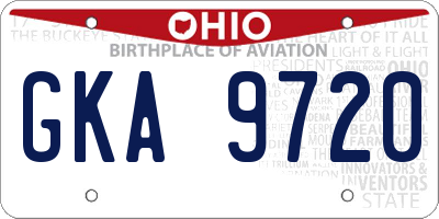 OH license plate GKA9720