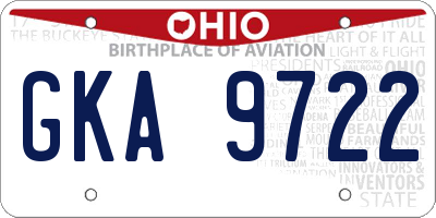 OH license plate GKA9722