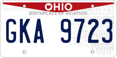 OH license plate GKA9723