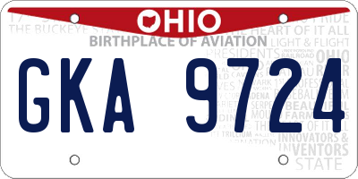 OH license plate GKA9724