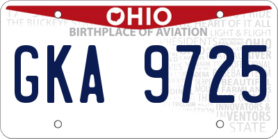 OH license plate GKA9725