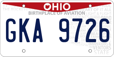 OH license plate GKA9726