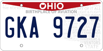 OH license plate GKA9727