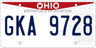 OH license plate GKA9728