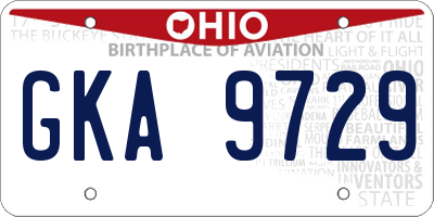 OH license plate GKA9729