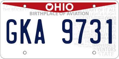 OH license plate GKA9731