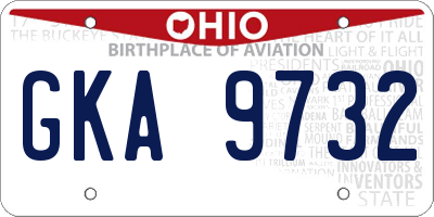 OH license plate GKA9732