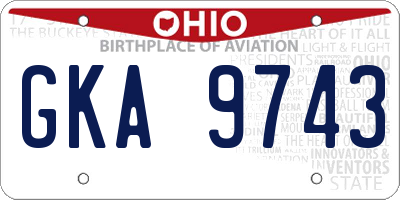 OH license plate GKA9743