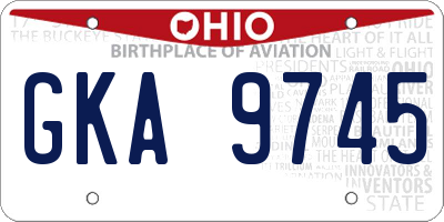 OH license plate GKA9745