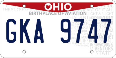 OH license plate GKA9747