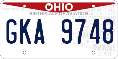 OH license plate GKA9748
