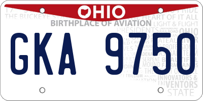 OH license plate GKA9750