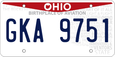 OH license plate GKA9751
