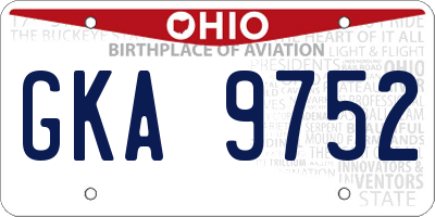 OH license plate GKA9752