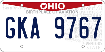 OH license plate GKA9767