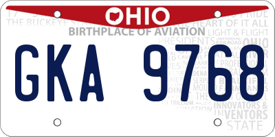 OH license plate GKA9768