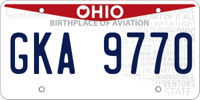OH license plate GKA9770