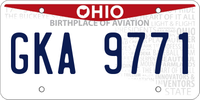 OH license plate GKA9771