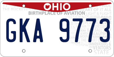 OH license plate GKA9773