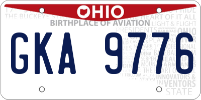 OH license plate GKA9776