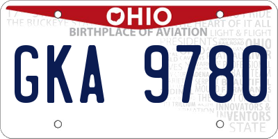 OH license plate GKA9780
