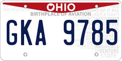 OH license plate GKA9785