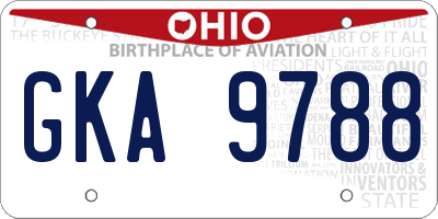 OH license plate GKA9788