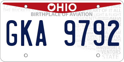 OH license plate GKA9792