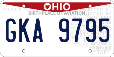 OH license plate GKA9795