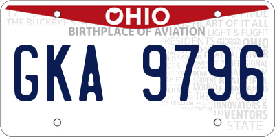 OH license plate GKA9796
