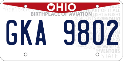 OH license plate GKA9802