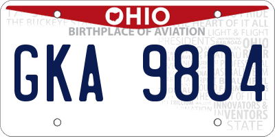 OH license plate GKA9804