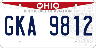 OH license plate GKA9812