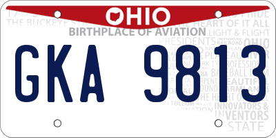 OH license plate GKA9813