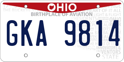 OH license plate GKA9814