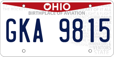 OH license plate GKA9815