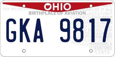 OH license plate GKA9817