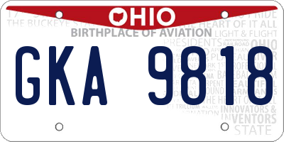 OH license plate GKA9818
