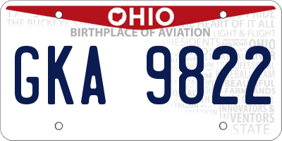 OH license plate GKA9822