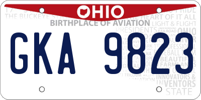 OH license plate GKA9823