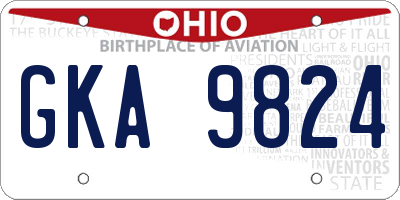 OH license plate GKA9824